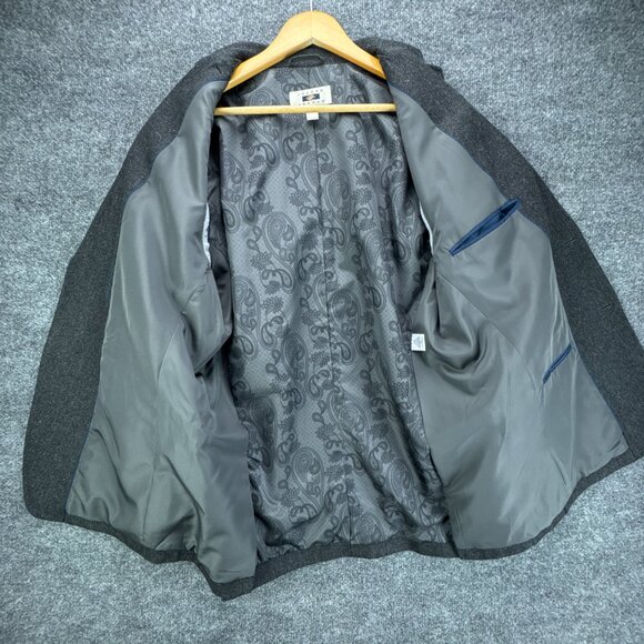 Joseph Abboud Sport Coat Mens XL Gray Herringbone Wool Blend Elbow Patch Blazer - Picture 3 of 16